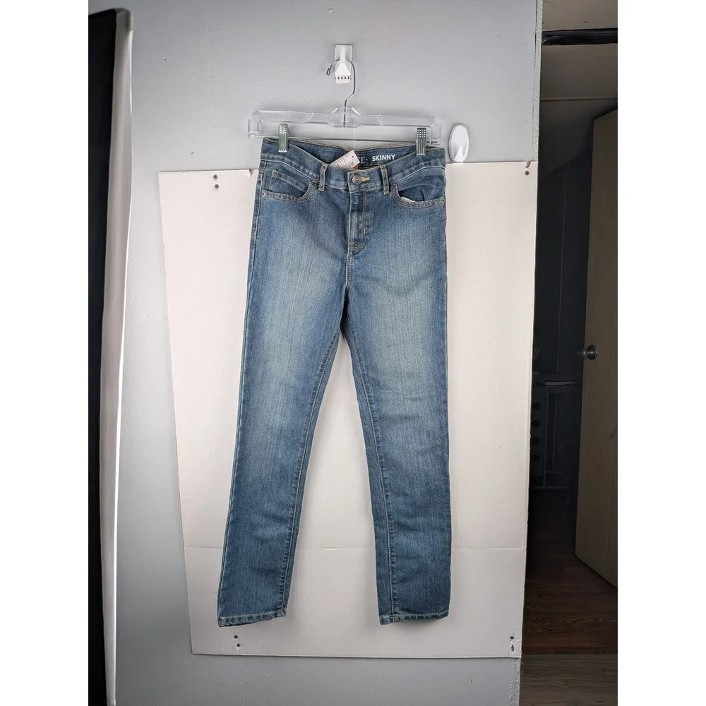 The Childrens Place Kids Skinny Jeans Medium Wash Denim Adjustable Waist Size 12